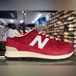 Size 10 - New Balance 574 Premium OG Pack - Varsity Red